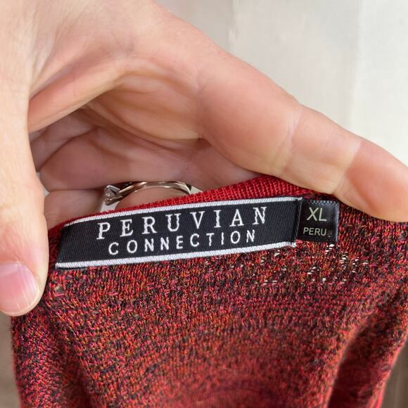 Peruvian Collection Pima Cotton Knit Maxi Dress Sleeveless Red Boho Sz XL - Picture 8 of 8